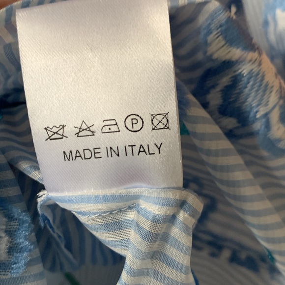 BRAND NEW Luisa Beccaria blue flower Printed Chiffon Blouse - Picture 9 of 12